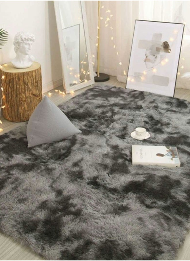 Generic - Area Rugs  Tie Dye Super Soft Fluffy Non-Slip Plush Carpet  Modern Plush Carpet For Kids Room Large Area Rugs Nursery Room Bedroom  Living Room (Dark Grey) - Image 1