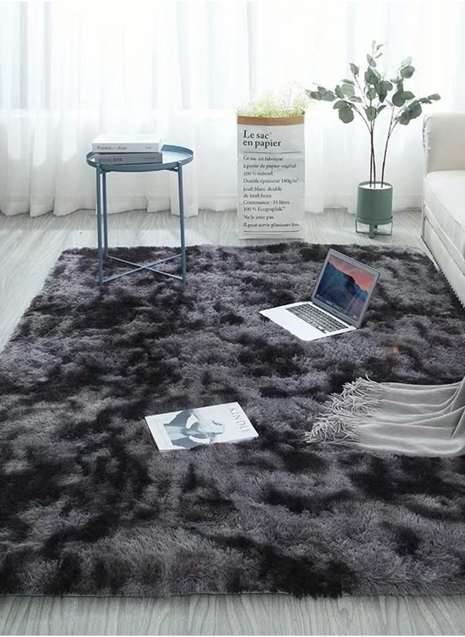 Generic - Area Rugs  Tie Dye Super Soft Fluffy Non-Slip Plush Carpet  Modern Plush Carpet For Kids Room Large Area Rugs Nursery Room Bedroom  Living Room (Dark Grey) - Image 1
