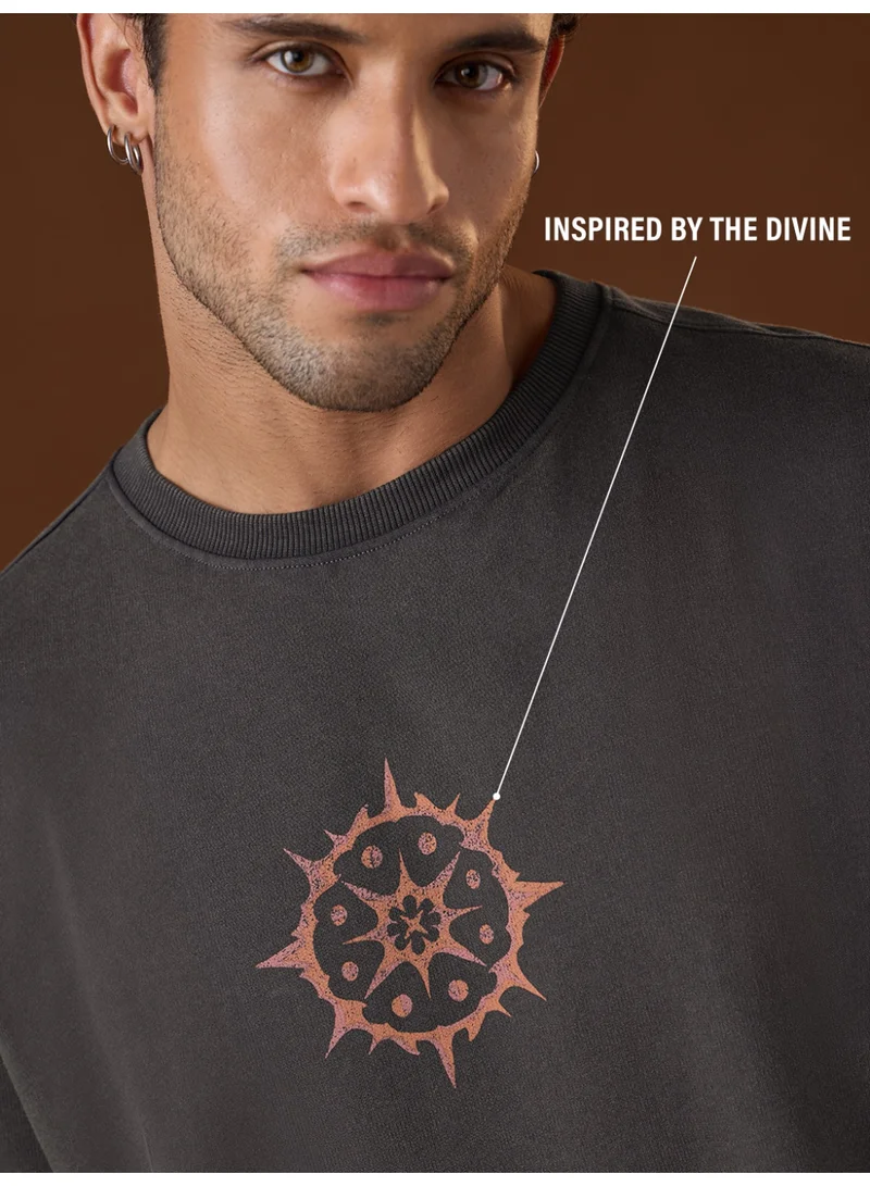 The Souled Store The Souled Store Men Mythology Suryaputra Graphic Printed Grey Oversized T-Shirts