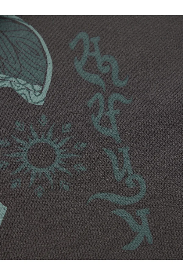 The Souled Store Dark Grey The Souled Store Men Mythology Suryaputra Graphic Printed Dark Grey Oversized T-Shirts for Men | Best Price UAE
