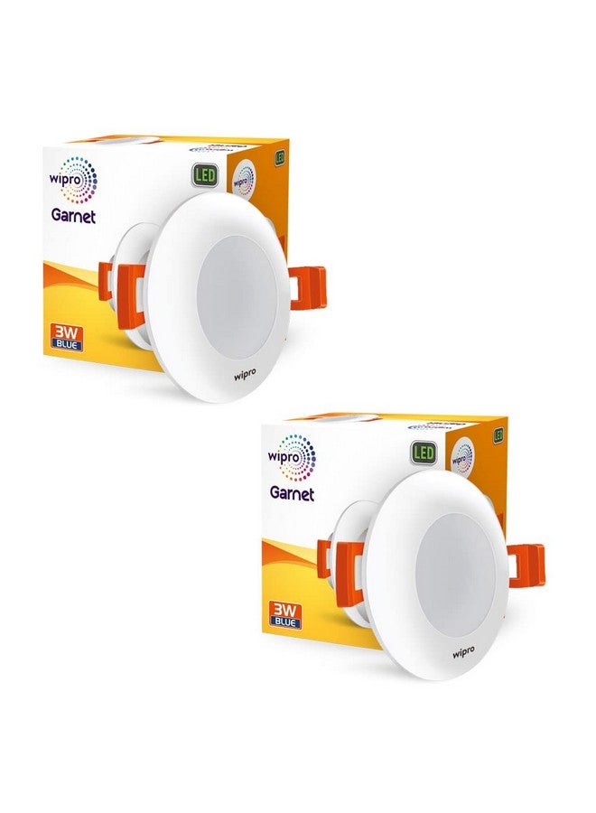 WIPRO واي برو غارنيت 3 واط ليد ميني داونلايت للمنزل والخزائن | أزرق | تصميم مدمج بزاوية شعاع 120° | ضوء مدمج للسقف المعلق | قطع 2.3 بوصة | عبوة من 2 - Image 1