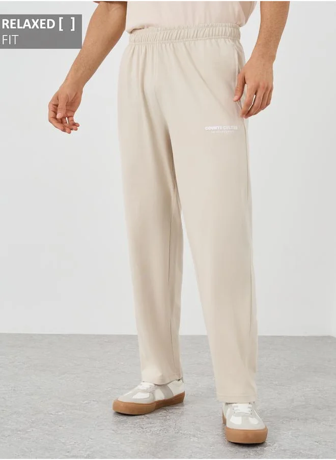ستايلي Styli Slogan Print Relaxed Fit Open Hem Jogger