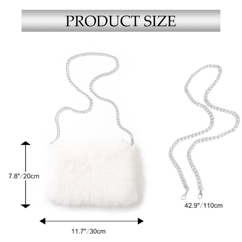 LA CARRIE Faux Fur Crossbody Bags for Women Shoulder Bag Purse Handbags Shoulder Strap(White) - Image 4