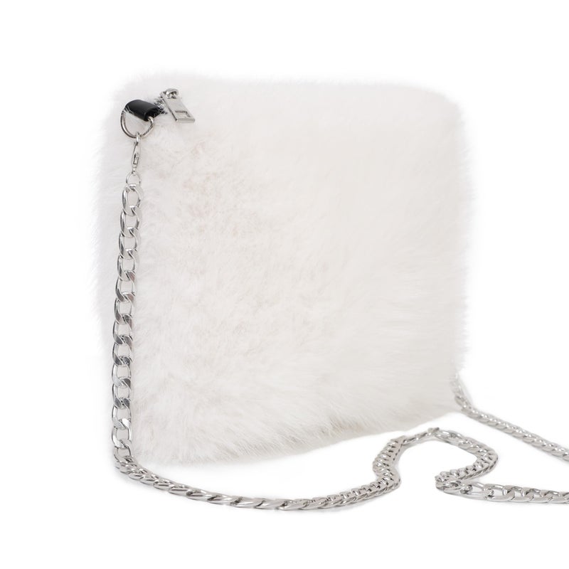 LA CARRIE Faux Fur Crossbody Bags for Women Shoulder Bag Purse Handbags Shoulder Strap(White) - Image 3