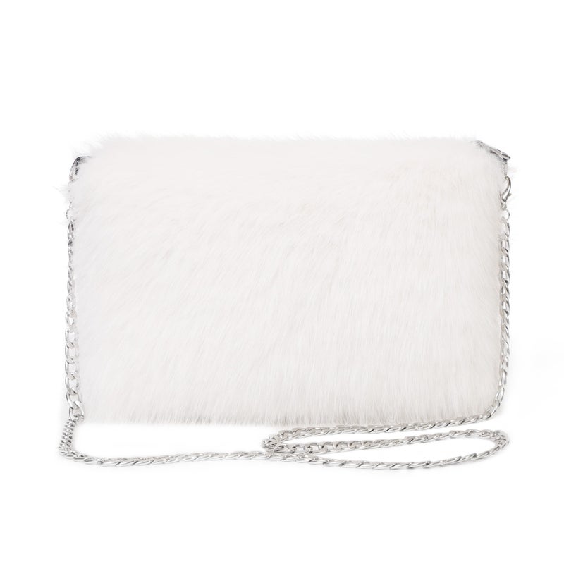 LA CARRIE Faux Fur Crossbody Bags for Women Shoulder Bag Purse Handbags Shoulder Strap(White) - Image 1