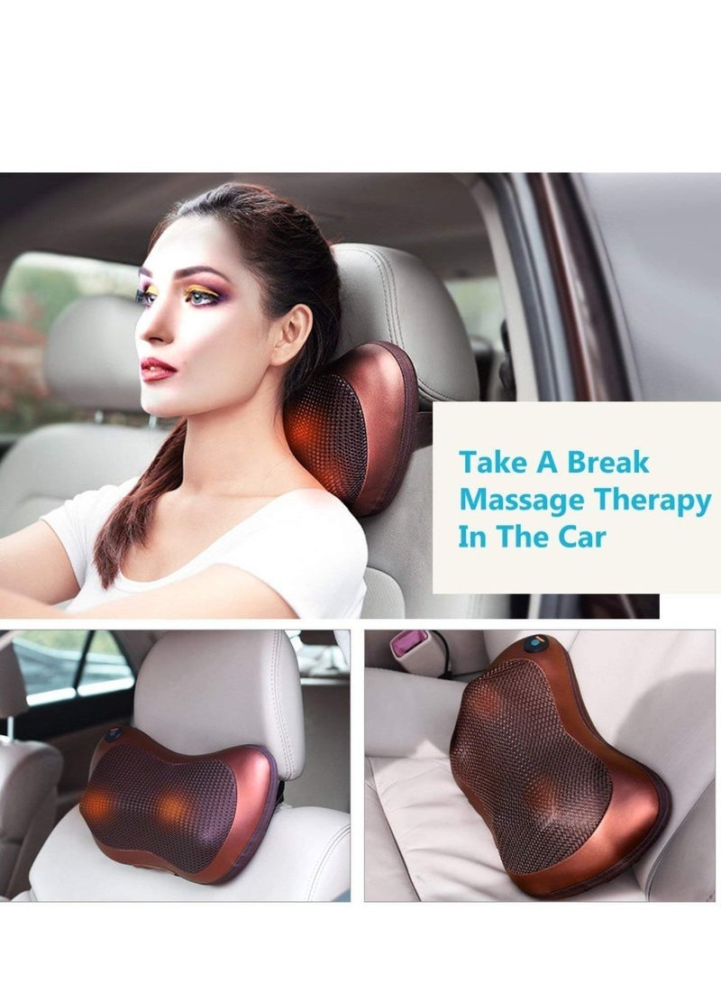 Generic Electronic Massage Pillow Massager Cushion Car Home Kneading Massage Pillow for Muscle Relaxation with Ac Adaptor Corded Electric Heat Pillow Deep Kneading Relax Pain Pillow (Brown)  - Image 5