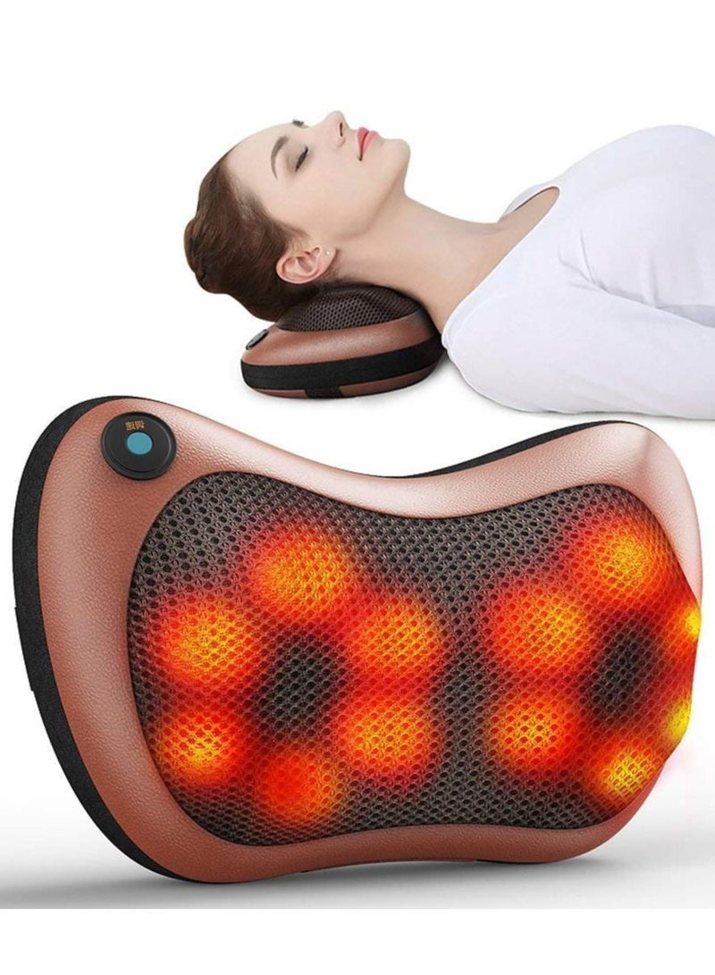 Generic Electronic Massage Pillow Massager Cushion Car Home Kneading Massage Pillow for Muscle Relaxation with Ac Adaptor Corded Electric Heat Pillow Deep Kneading Relax Pain Pillow (Brown)  - Image 1