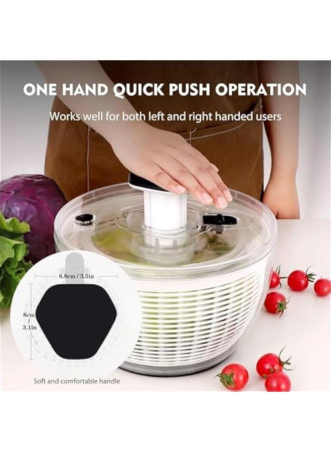 هوكور مجفف سلطة دوار من توريسيك، خلاط سلطة كبير سهل الضغط بيد واحدة مع زر ضغط مريح وقابل للسحب وزر فرامل للخضر والاعشاب والتوت والفواكه، 6.3 كوارت - Image 2