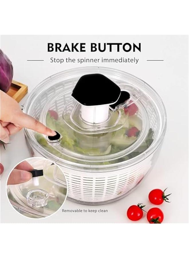 هوكور مجفف سلطة دوار من توريسيك، خلاط سلطة كبير سهل الضغط بيد واحدة مع زر ضغط مريح وقابل للسحب وزر فرامل للخضر والاعشاب والتوت والفواكه، 6.3 كوارت - Image 3