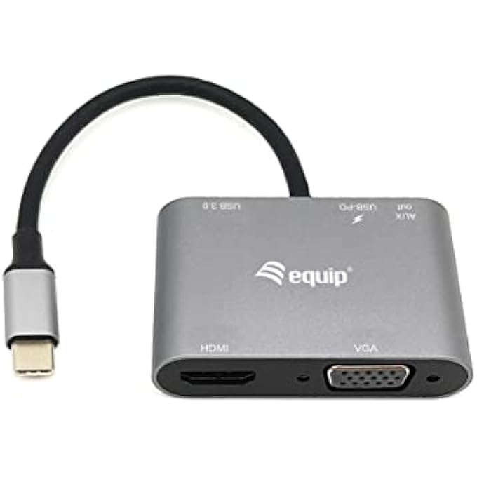 Equip 133483 USB-C MULTI-FUNCTION ADAPTER 5-IN-1 USB-C TO HDMI/VGA/USB 3.0/AUX/USB-C PD MULTIPORT ADAPTER - Image 1