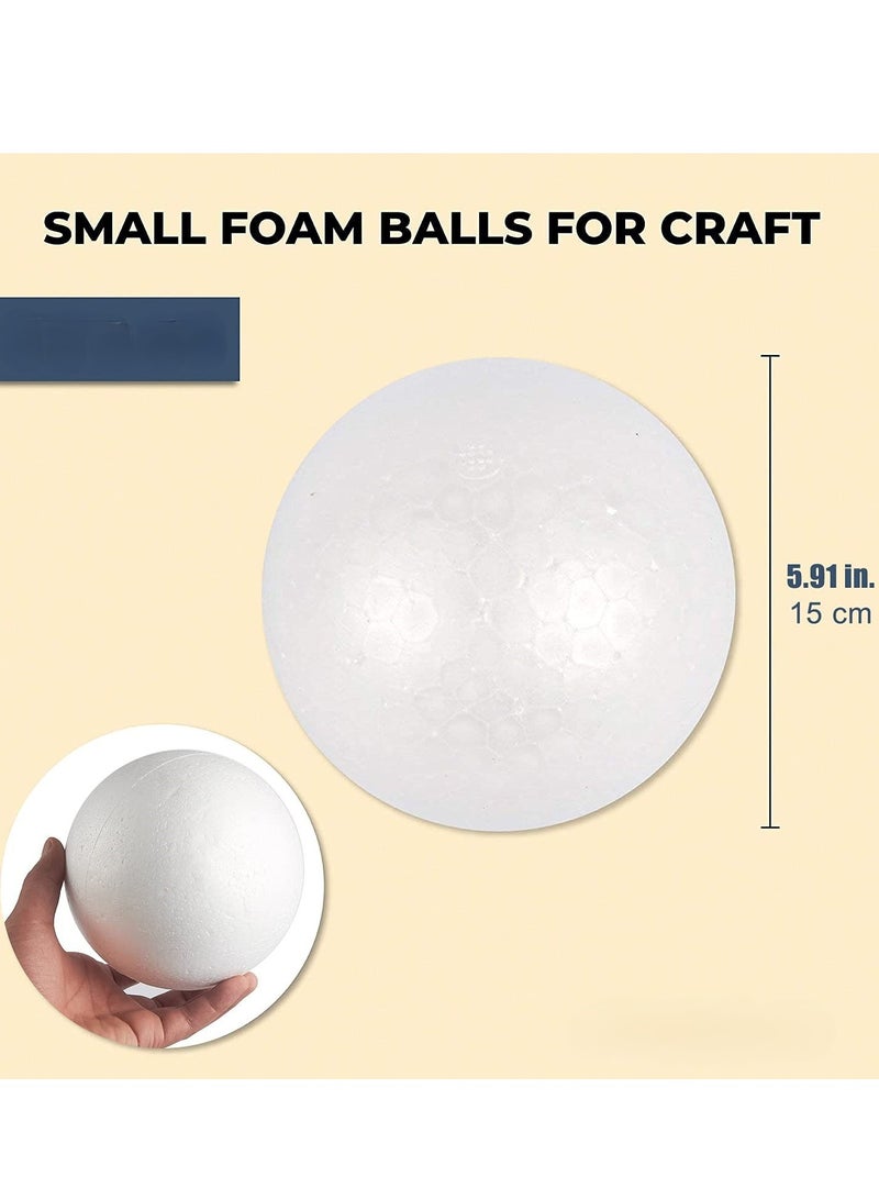 كرافت ماجيك كرات رغوة بيضاء مقاس 6 بوصات للحرف اليدوية - عبوة من 4 كرات من البوليسترين لمشاريع DIY والحلي والنماذج المدرسية والأنشطة الفنية - Image 2