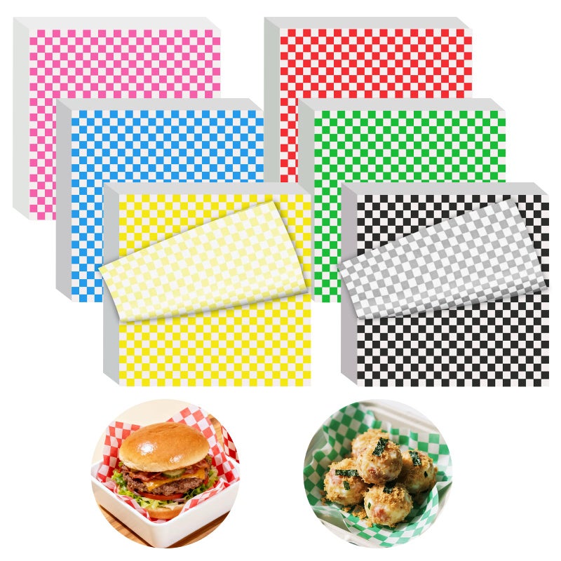 JIRNGLA 120pcs Wax Paper Sheets for Food, 12x12" Variety Pack Checkered Sandwich Wrapping Paper, Greaseproof Deli Sheets, Pre Cut Premium Food Basket Liners for Party, Festival & Outdoors, JIRNGLA - Image 1