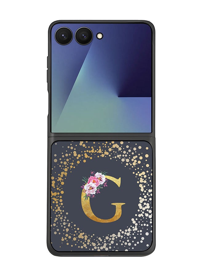 Stylizedd For Samsung Galaxy Z Flip7 Case,Slim fit Camera Protection, Shockproof Thin Phone cover  - Custom Monogram Floral - G  (Grey )