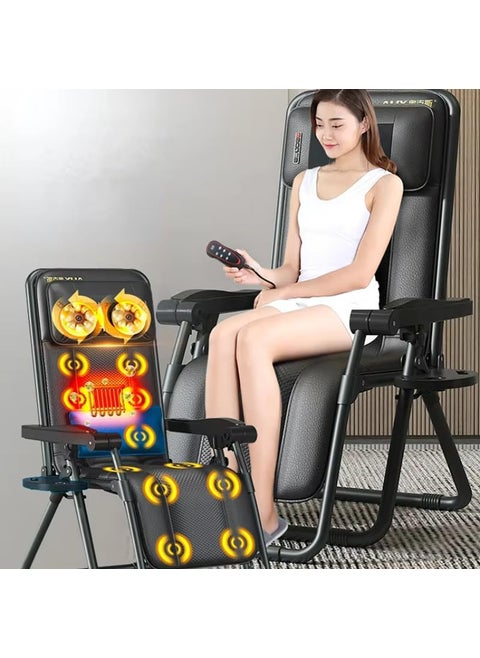 KRLZ Massage Chair Adjustable Shiatsu Kneading Folding Seat Vibration Home Office Portable Back Massager with Heat Function