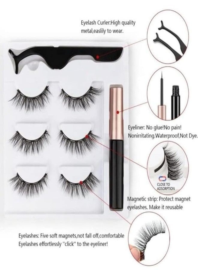 Shopfleet Magnetic Eyeliner and Eyelashes Kit, Magnetic Eyelashes with Eyeliner, False Lashes 3 Pairs with Tweezers, Easy to Wear - Image 2
