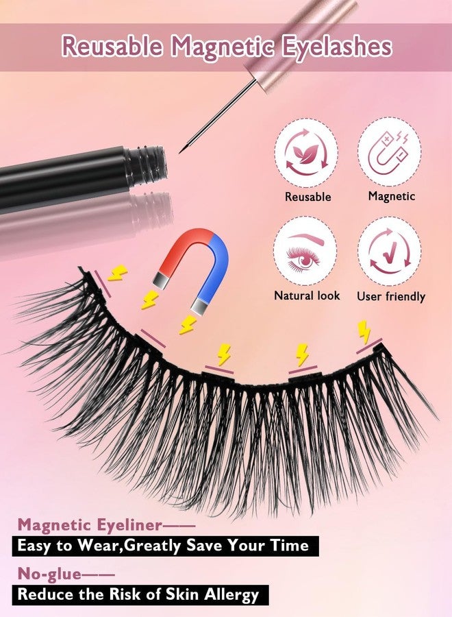 Shopfleet Magnetic Eyeliner and Eyelashes Kit, Magnetic Eyelashes with Eyeliner, False Lashes 3 Pairs with Tweezers, Easy to Wear - Image 5