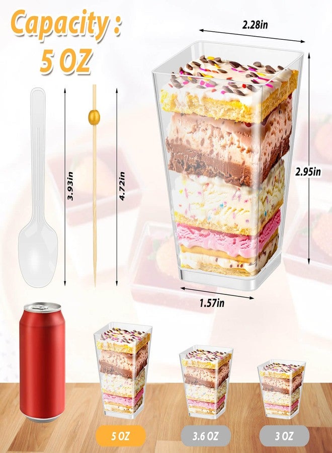مجموعة أكواب حلويات بلاستيكية من جوبوالز، 70 كوبًا، أكواب صغيرة للتقديم سعة 5 أونصات مع 70 ملعقة و50 عود كوكتيل، أكواب بارفيه للبودينغ والفواكه والآيس كريم والجيلي - Image 4