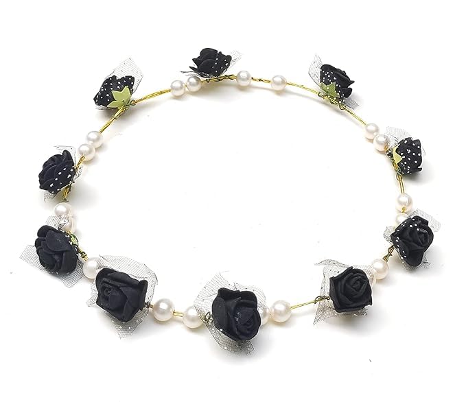FOLA MOOLYAVAAN PRODUCTS Artificial Floral Headpiece Roses Wedding Bridal Beach Party Headpiece Wreath Crown Tiara (Pack of 2) - Image 3