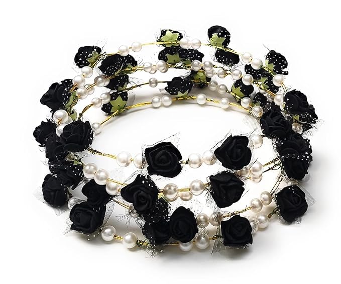 FOLA MOOLYAVAAN PRODUCTS Artificial Floral Headpiece Roses Wedding Bridal Beach Party Headpiece Wreath Crown Tiara (Pack of 2) - Image 2