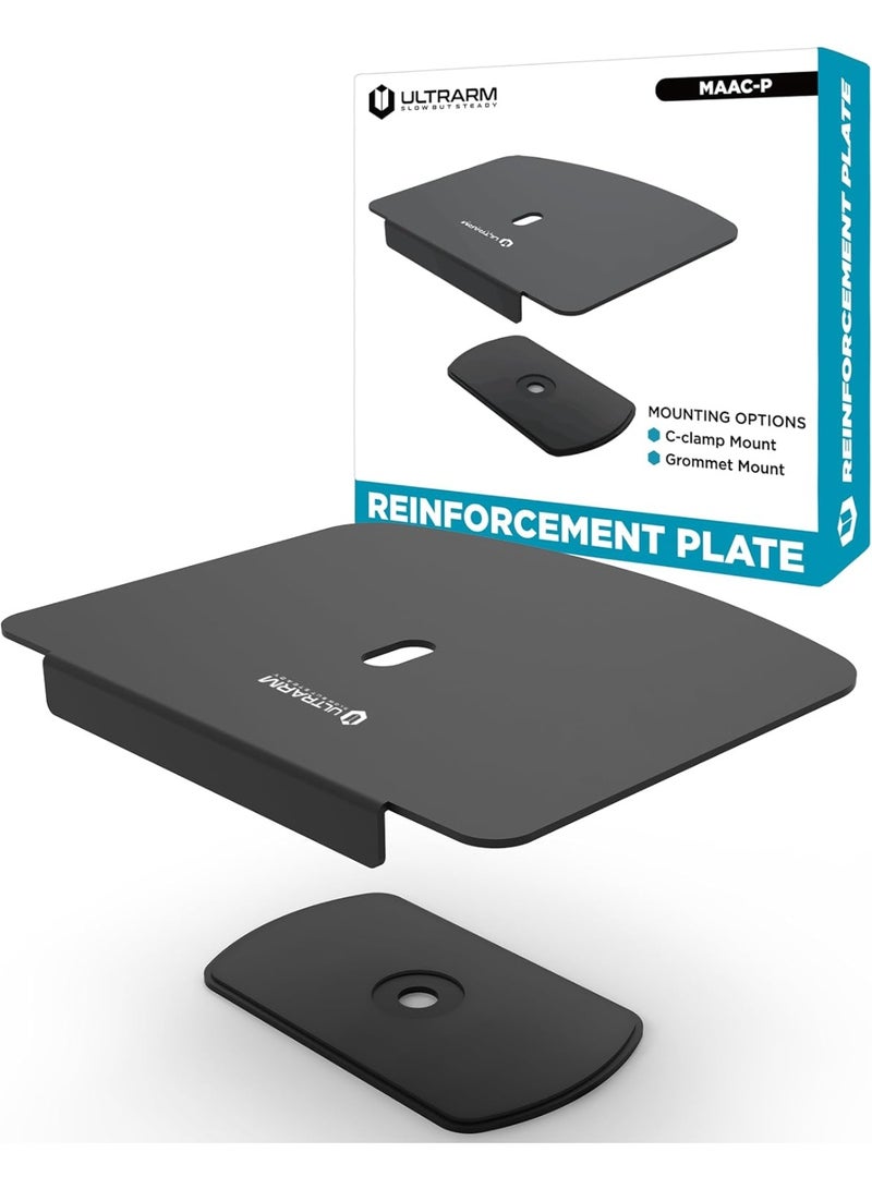 ULTRARM Steel Monitor Mount Reinforcement Plate for Thin, Glass & Other Fragile Tabletop, Steel Bracket Plate Fits Most Monitor Stand Grommet & C-Clamp Monitor Arm Mounts Installation, Black, MAAC-P - Image 1