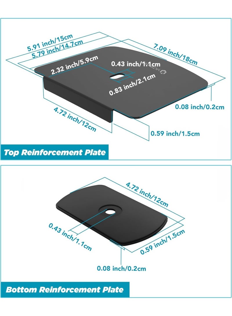 ULTRARM Steel Monitor Mount Reinforcement Plate for Thin, Glass & Other Fragile Tabletop, Steel Bracket Plate Fits Most Monitor Stand Grommet & C-Clamp Monitor Arm Mounts Installation, Black, MAAC-P - Image 2