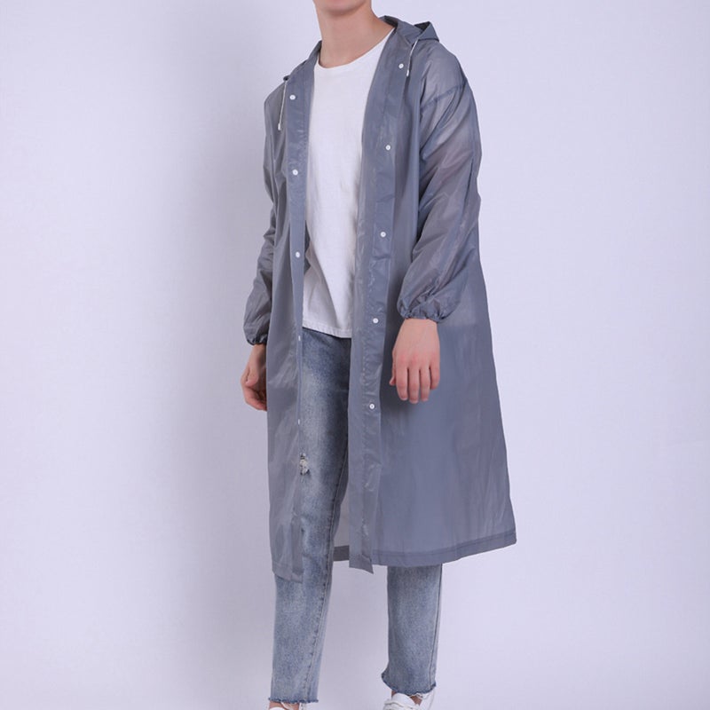 4 pcs Transparent Reusable Raincoat EVA Rain Poncho Portable Raincoat Thicken Rainwear with Rubber Band Hood and Sleeves for Adults Outdoor Supplies (Gray) - Image 5