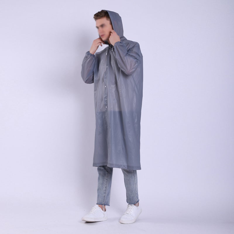 4 pcs Transparent Reusable Raincoat EVA Rain Poncho Portable Raincoat Thicken Rainwear with Rubber Band Hood and Sleeves for Adults Outdoor Supplies (Gray) - Image 3