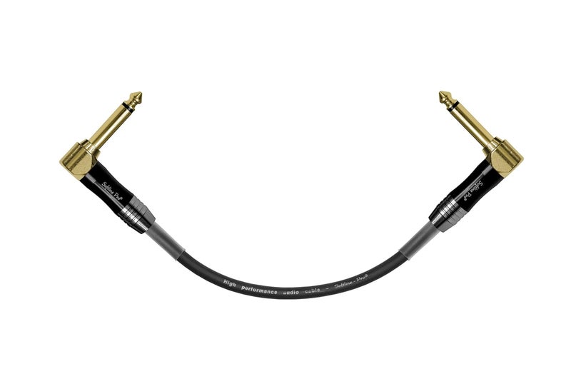 Softline Pro Guitar Patch Cable Right Angle 25 cm, 1/4 Instrument Cable For Effect Pedals 9 Inch, Gold Plated (Pack of 1), SP PRT 09 - Image 1