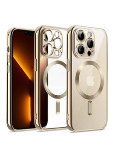 For Iphone 13 Pro Wireless Charging Magnetic Mobile Phone Case Ultra Thin Transparent Tpu Flexible Silicone Protective Cover For Magsafe Charger Drop Resistant Gold