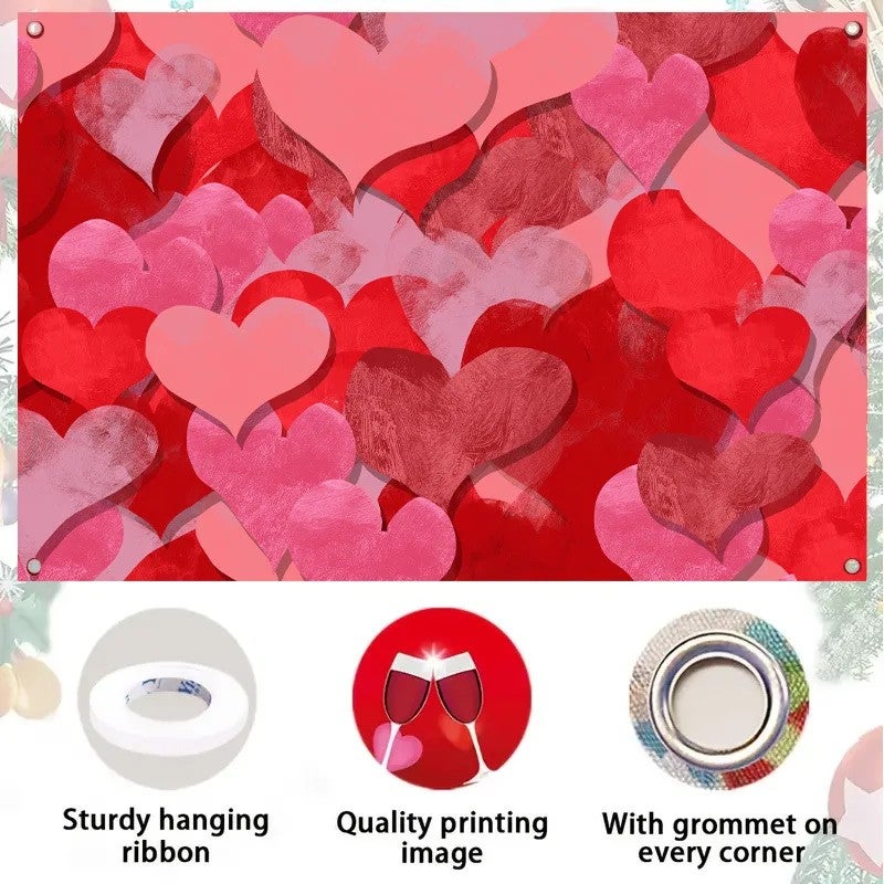 Y&D Vintage Rustic Heart Backdrop 90x150cm Soft Fabric Tablecloth & Table Runner for Valentine's Day Photography, Romantic Photo Background - Image 4