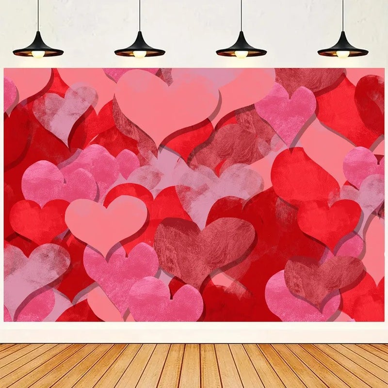 Y&D Vintage Rustic Heart Backdrop 90x150cm Soft Fabric Tablecloth & Table Runner for Valentine's Day Photography, Romantic Photo Background - Image 2