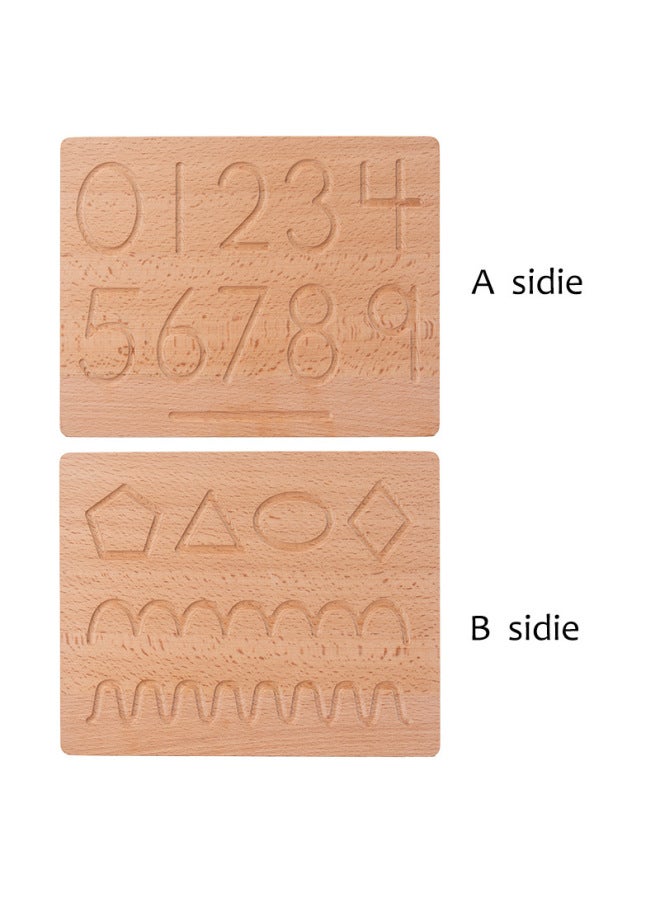 Wooden Blind Writing Board Bump Training Board Case Arabic Alphanumeric Geometric Description Control Pen Training Toy-Color:Digital Shape Blind Writing Board - Image 1