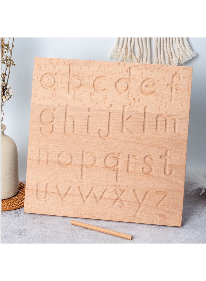 Wooden Blind Writing Board Bump Training Board Case Arabic Alphanumeric Geometric Description Control Pen Training Toy-Color:Digital Shape Blind Writing Board - Image 4