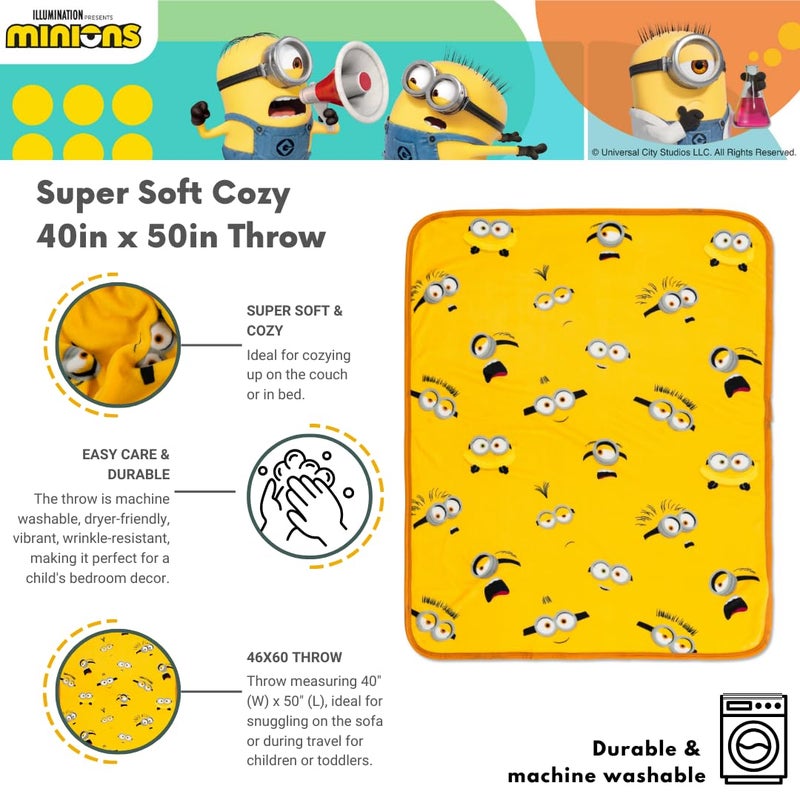Franco Despicable Me 4 Minions Kids Bedding Super Soft Silk Touch Throw  40 in x 50 in  (Officially Licensed Product) - Image 2