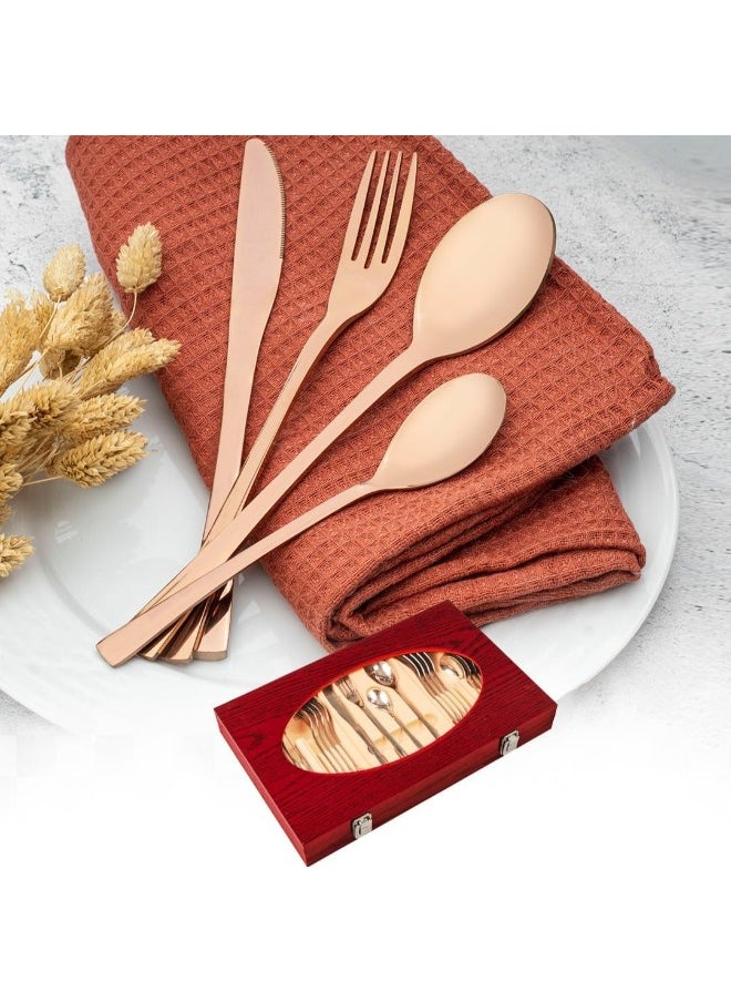 MODERN HOME - 86 Piece Spoon Bag Wood, 2 Drawers With A Leg Code 72 -Rose Gold - Image 1