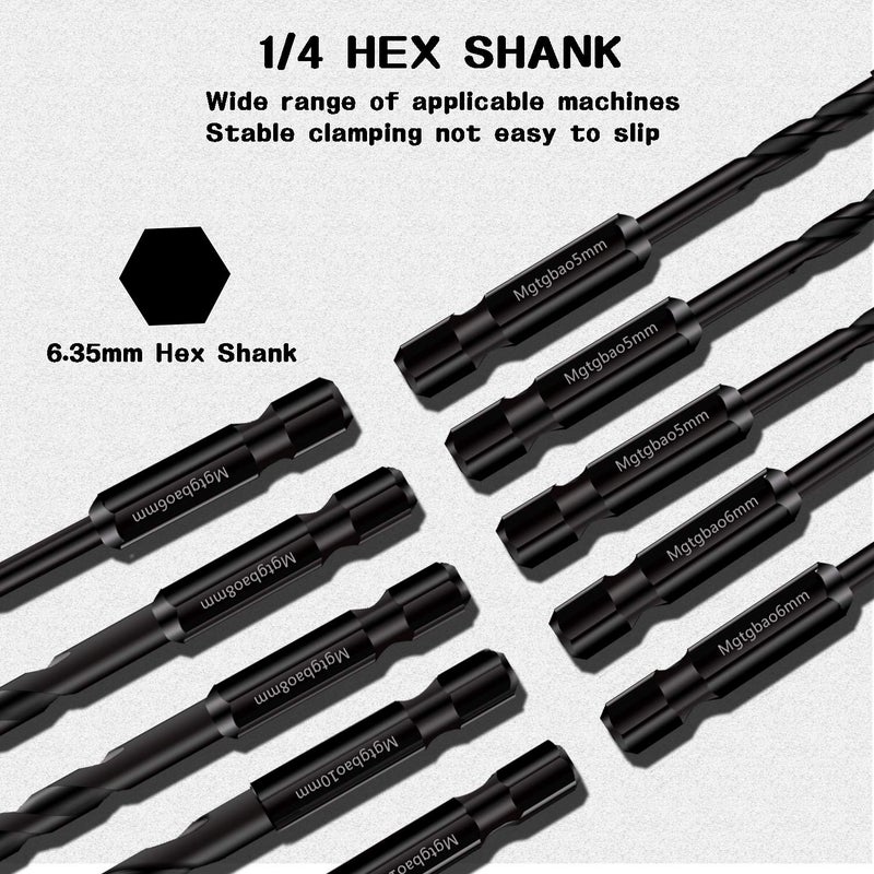 Mgtgbao 10PC Masonry Drill Bits, Mgtgbao Concrete Drill Bit Set for Tile,Brick, Plastic and Wood,Tungsten Carbide Tip Best for Wall Mirror and Ceramic Tile on Concrete and Brick Wall with Size 5mm to 12mm - Image 2