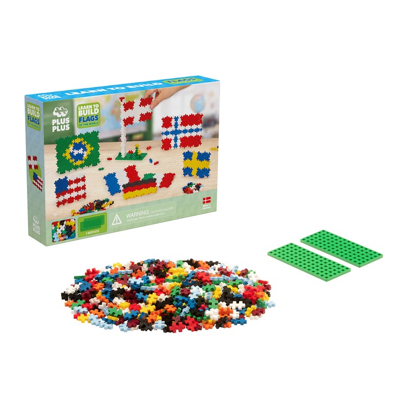 Plus-Plus PLUS PLUS - Learn to Build - Flags of The World - 500 Pieces, Construction Building Stem/Steam Toy, Interlocking Mini Puzzle Blocks for Kids - Image 2