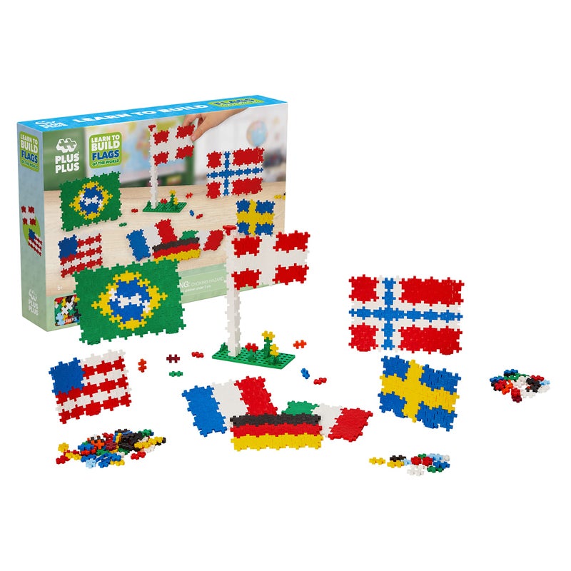 Plus-Plus PLUS PLUS - Learn to Build - Flags of The World - 500 Pieces, Construction Building Stem/Steam Toy, Interlocking Mini Puzzle Blocks for Kids - Image 1