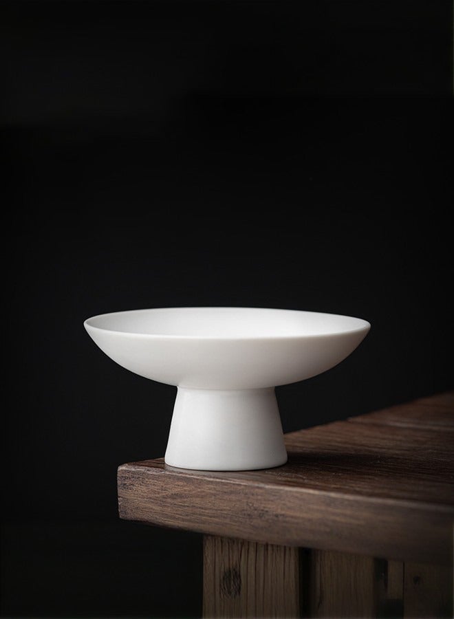 White, 5.9-Inch, Snack and Bread Base Bowl, Decorative Bowls for Dining and Kitchen Countertops, Food Grade Lead Free Glazed Ceramic, Matte White Glaze, Thickened Bowl Bottom Design, Hand Glazed Craftsmanship.  - Image 1