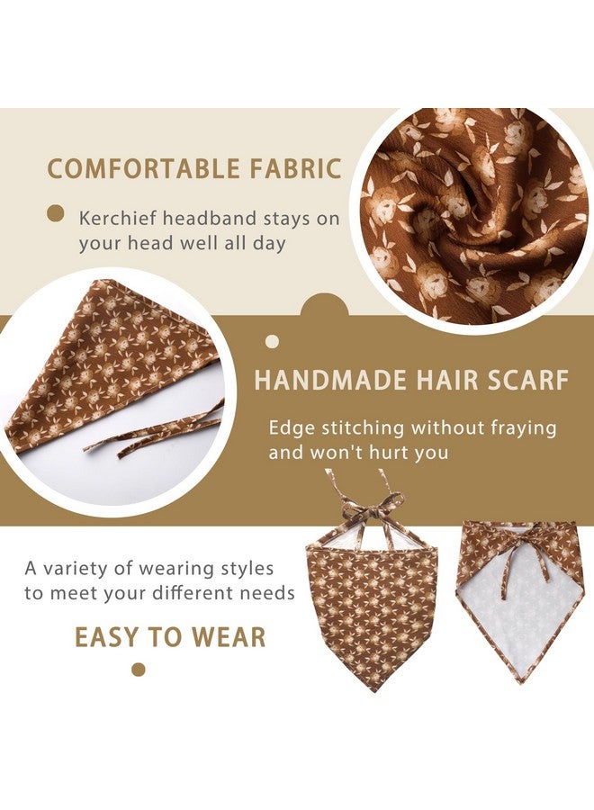Vercret 6 Pack Floral Hair Scarf Headband For Women, Hair Bandana Headbands, Head Wrap Scarves Covers Boho Triangle Kerchief Cute Hair Accessories - Image 3