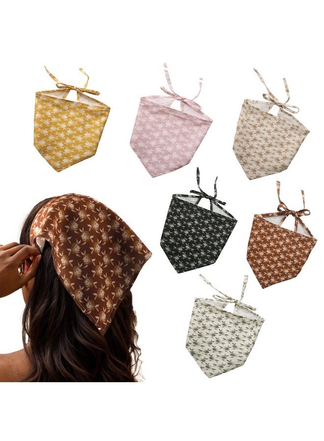 Vercret 6 Pack Floral Hair Scarf Headband For Women, Hair Bandana Headbands, Head Wrap Scarves Covers Boho Triangle Kerchief Cute Hair Accessories - Image 1