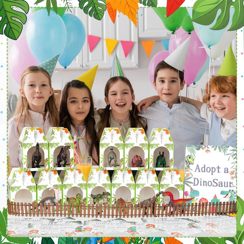 Gaiaring 38 Pcs Adopt a Dinosaur Pet Party Favors Plastic Dinosaur Animal Include 12 Mini Dinosaur 12 Foldable Boxes 12 Adopt Cards 1 Adopt Sign 1 Adopt Fence for Adopt A Pet Party (Plastic) - Image 5