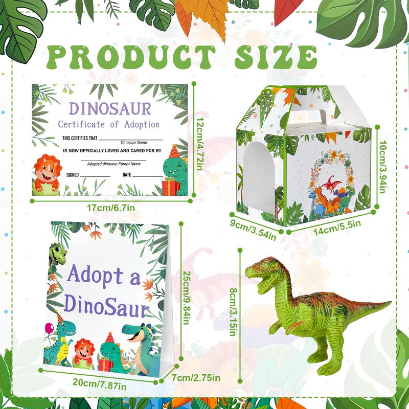 Gaiaring 38 Pcs Adopt a Dinosaur Pet Party Favors Plastic Dinosaur Animal Include 12 Mini Dinosaur 12 Foldable Boxes 12 Adopt Cards 1 Adopt Sign 1 Adopt Fence for Adopt A Pet Party (Plastic) - Image 2