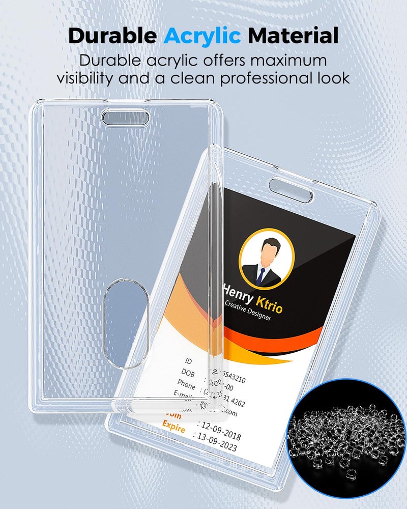 KTRIO ID Badge Holder, Clear Acrylic Card Holder with Thumb Slot, Holds 2 Cards, Vertical Badge Holder for Nurses, Students, Office Staff, 2 Pack - Image 5