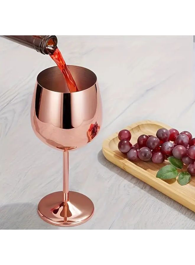 Rose Golden Plated Shatterproof Highball Glass Stainless Steel Copper Crafted Exquisite Texture Durable Wear Resistant Outdoor Picnic Party Elegant Appearance 1pc - Image 2