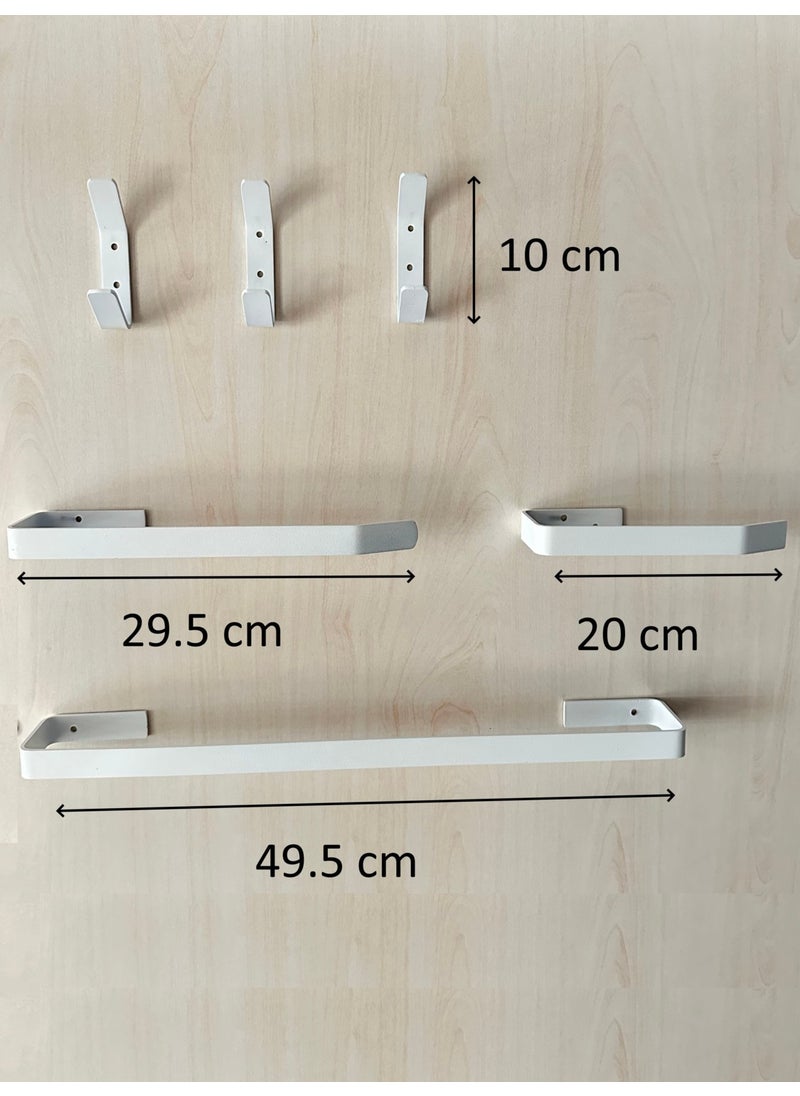 FAWER Faucet & Shower 6 Piece White Stainless Bathroom Set, Adhesive Design  - Image 2