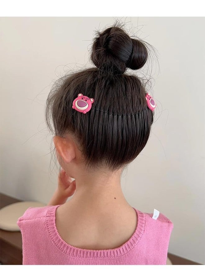 DORMITORRY Cartoon Kids Hair Clips, Invisible Stretchable Creaseless Hairpins for Girls, Non-Slip Bangs Comb Clips, Cute Hair Accessories, No Mark Hair Barrettes for Kids, Girls, 2 Pcs - MultiDesign. - Image 2