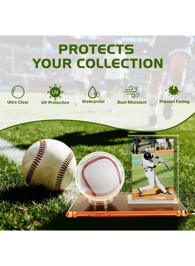 CARDARCHIVER 1-Pack Baseball Display Case - Baseball Case Display for Ball, Baseball Holder Ring Stand Set, Acrylic UV Baseball Display Storage Box, Transparent Display Series Official Size, Protect Ball and Card - Image 3