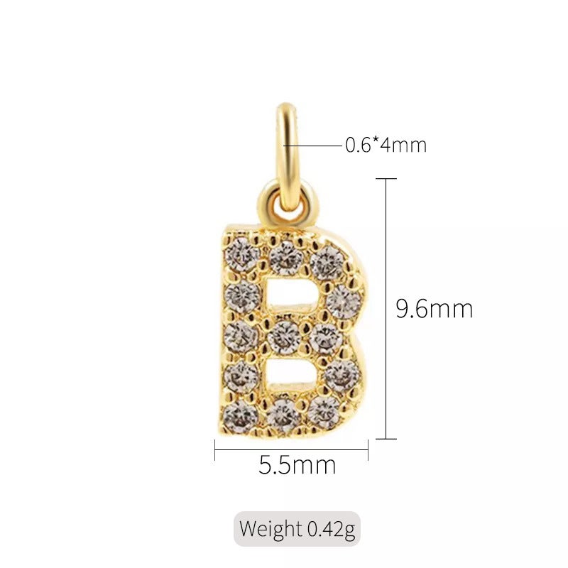Exquisite simple micro inlaid zircon English 26 letter pendant necklace women 14k gold color pendant diy jewelry accessories H-10309（B）