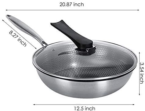 TUPERMAR Stainless Steel Honeycomb Frying Pan Non-Stick with Stainless Steel Handle Stay Cool | Dishwasher and Oven Safe Suitable for All Hob Types | Best for Making Fried Rice, Noodles, Meat - Image 2